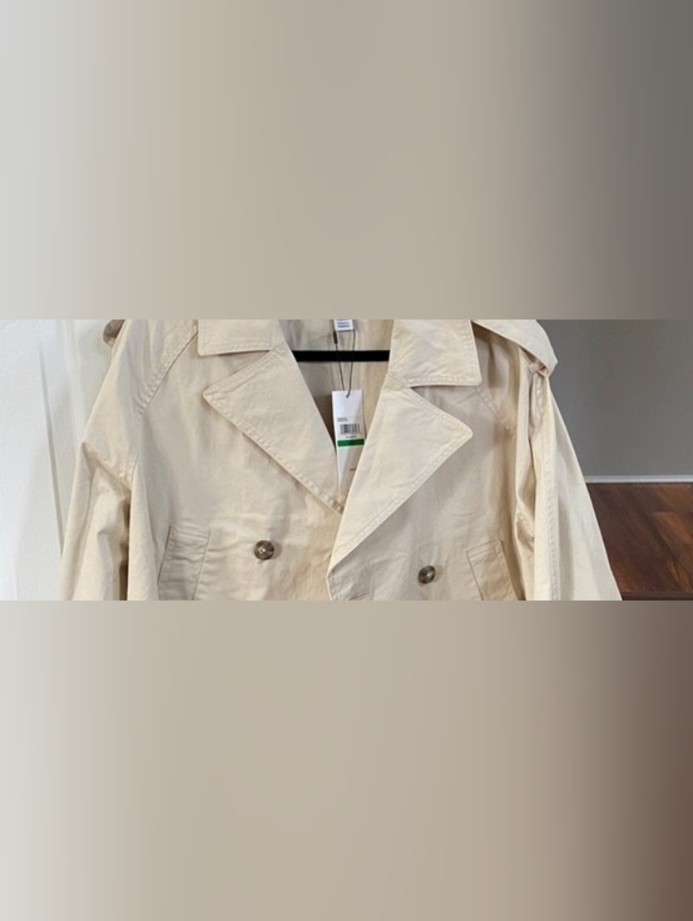 Women's Cream Double-Breasted Trench Coat Crop
